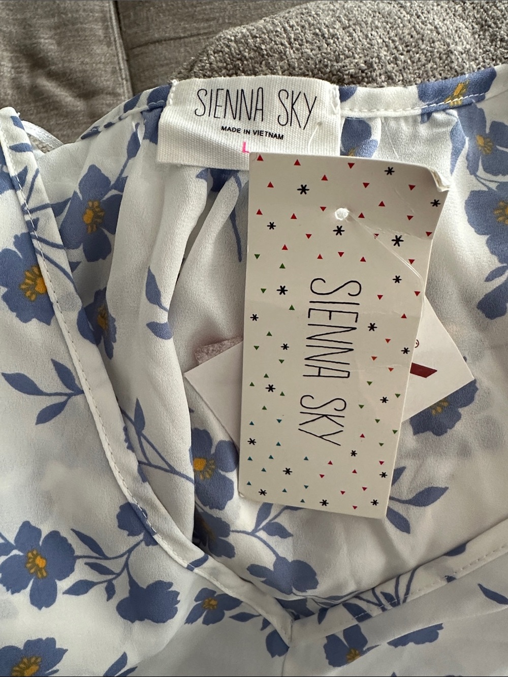 Sezane Blue Floral Tie-Front V-Neck Top - Picture 2 of 2